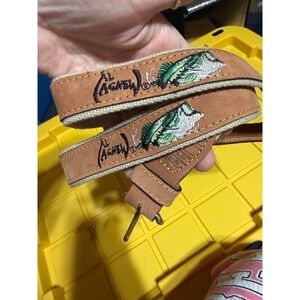 Zep-Pro Al Agnew Largemouth Bass Fishing Belt Mens 44 Leather Canvas Made in USA